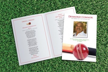 Cricket Funeral Order of Service design by Fitting Farewell