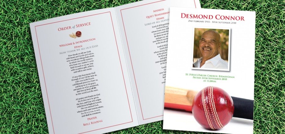 Cricket Funeral Order of Service design by Fitting Farewell