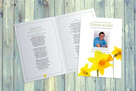 Daffodils Funeral Order of Service design by Fitting Farewell