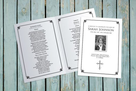 Decorative Border Funeral Order of Service design by Fitting Farewell