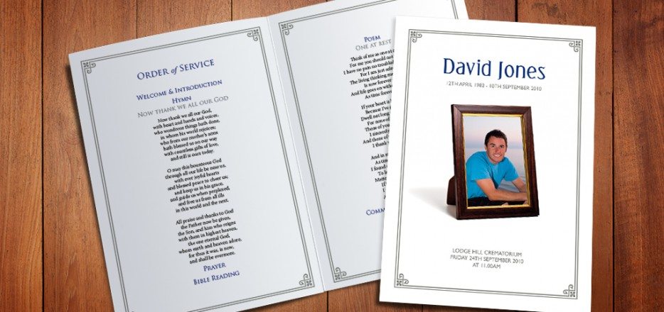 Desktop Framed Photo Funeral Order of Service design by Fitting Farewell