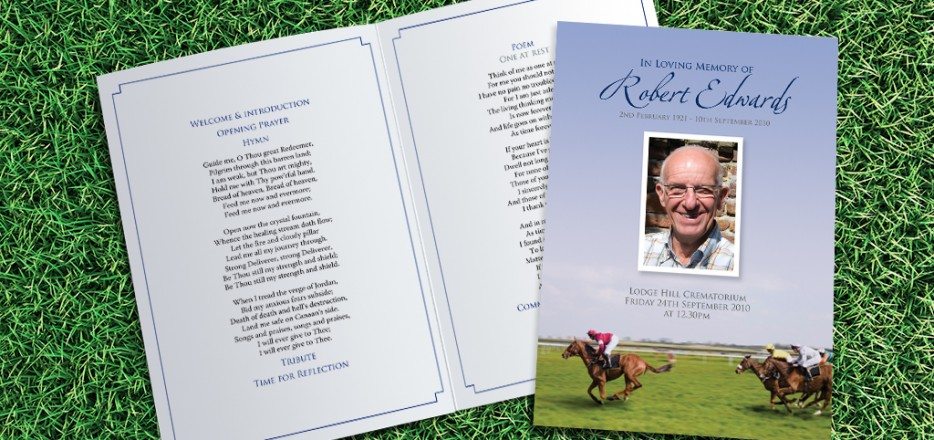 Horseracing Funeral Order of Service design by Fitting Farewell