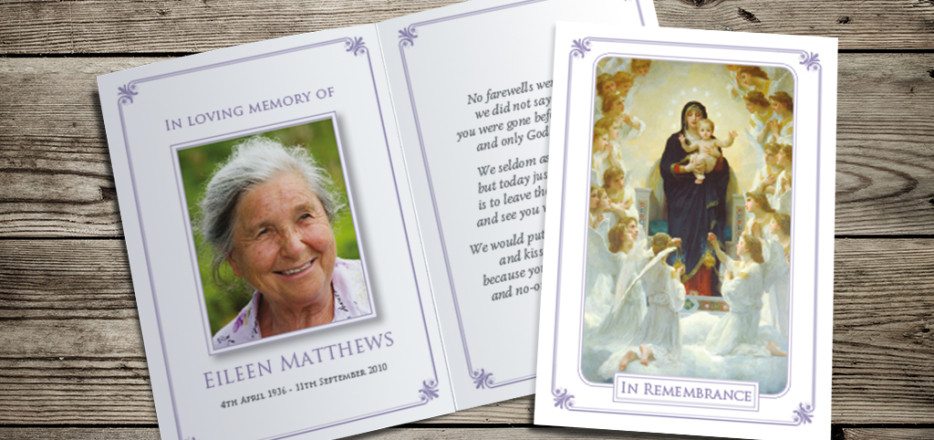 Mary & Child Memorial Card Design by Fitting Farewell