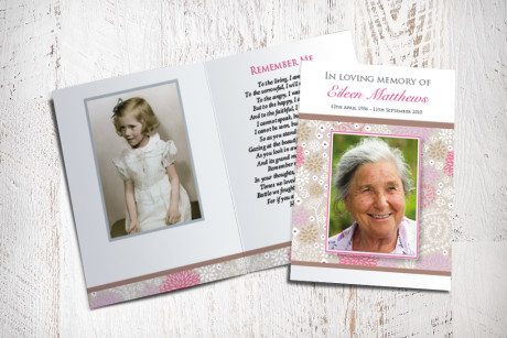 Pink Garden Memorial Card Design by Fitting Farewell