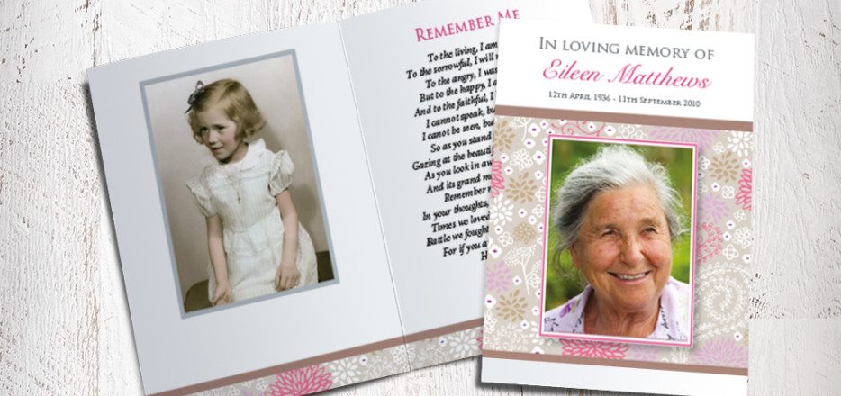 Pink Garden Memorial Card Design by Fitting Farewell