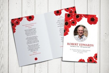 Poppies Funeral Order of Service design by Fitting Farewell