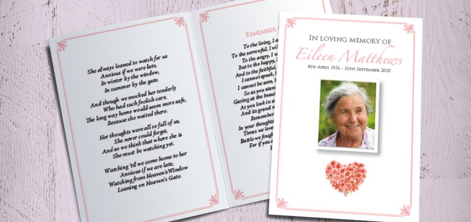 Rose Heart Memorial Card Design by Fitting Farewell