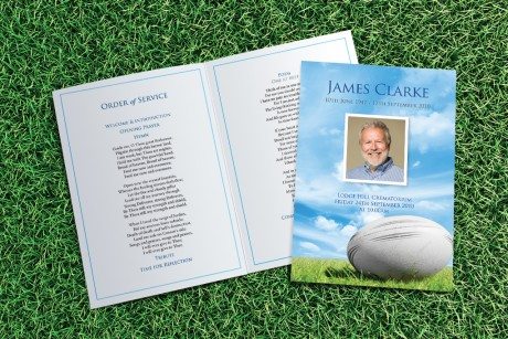 Rugby Funeral Order of Service design by Fitting Farewell