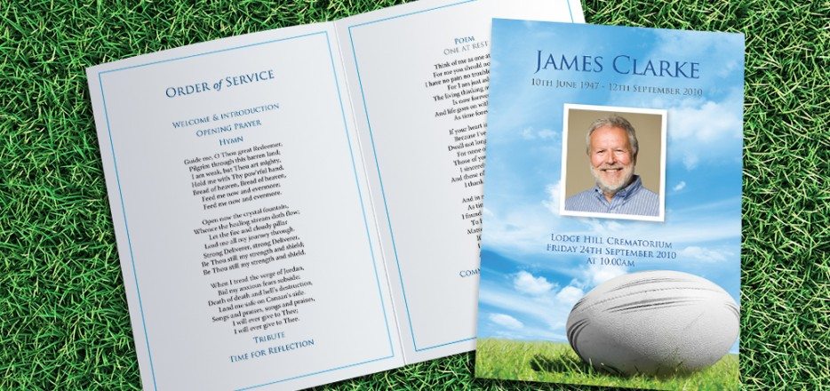 Rugby Funeral Order of Service design by Fitting Farewell