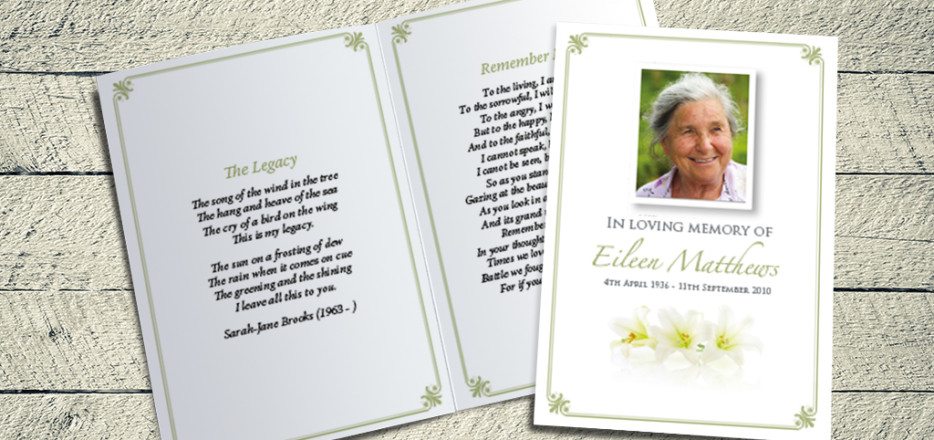 Three Lilies Memorial Card Design by Fitting Farewell