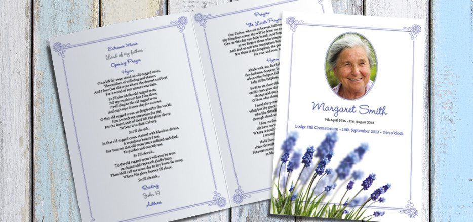 Grape Hyacinth Funeral Order of Service by Fitting Farewell