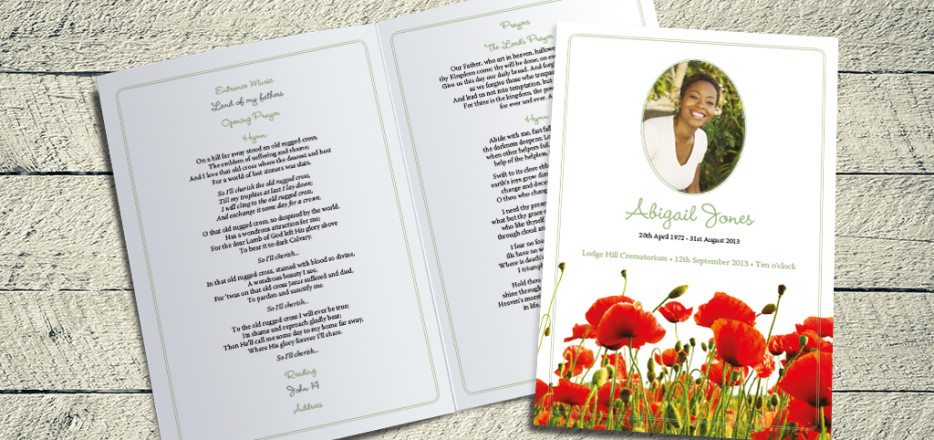 Poppy Meadow Funeral Order of Service by Fitting Farewell