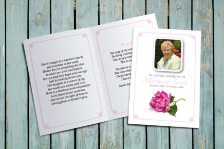 Pink Peony Memorial Card