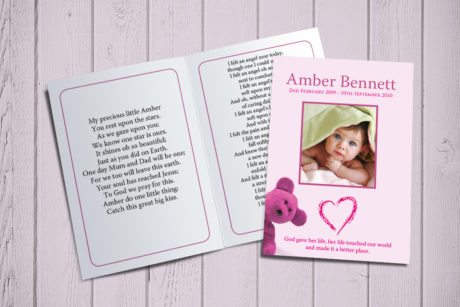 Pink Teddy Memorial Card