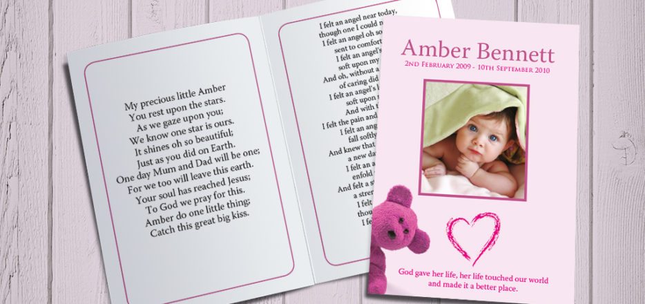 Pink Teddy Memorial Card