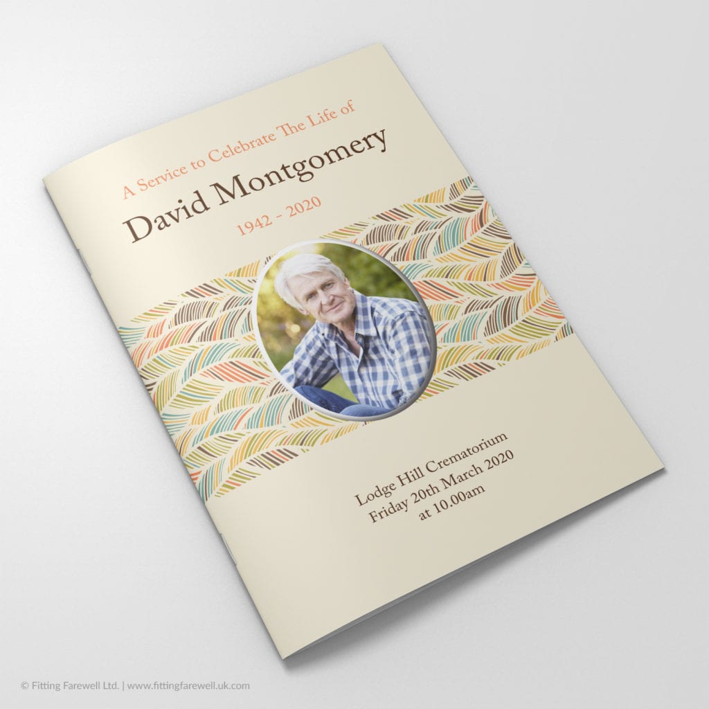 The Colour Waves Funeral Order of Service design is exclusively available from Fitting Farewell.