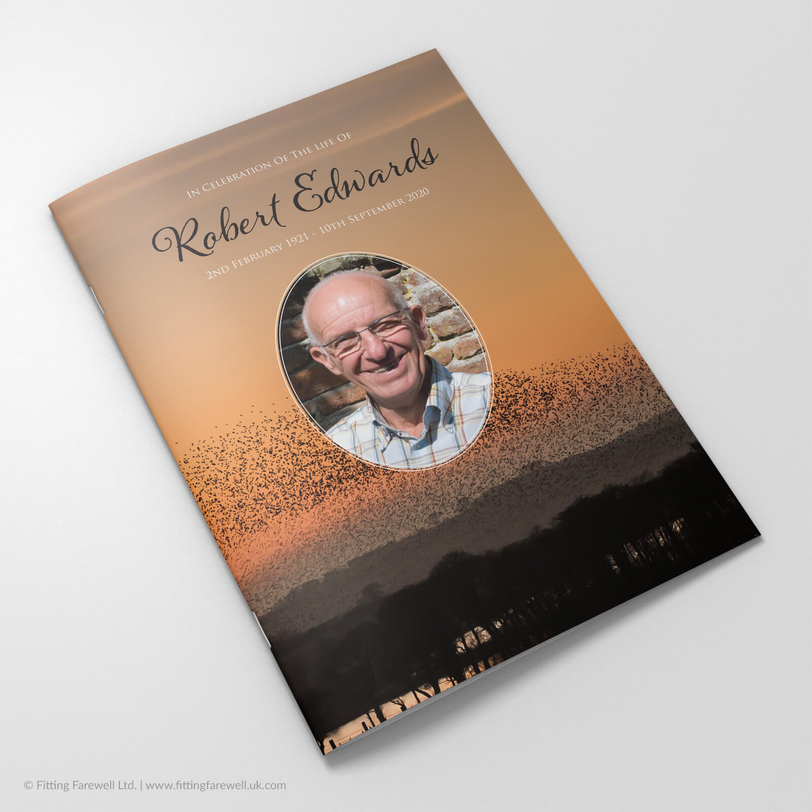 The Starlings Funeral Order of Service design is exclusively available from Fitting Farewell.