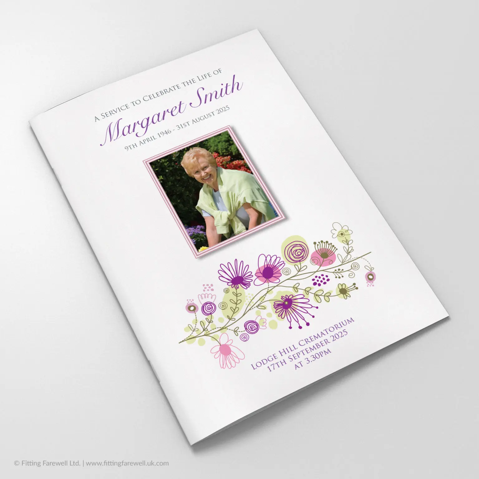 The Daisy Love Funeral Order of Service design is exclusively available from Fitting Farewell.