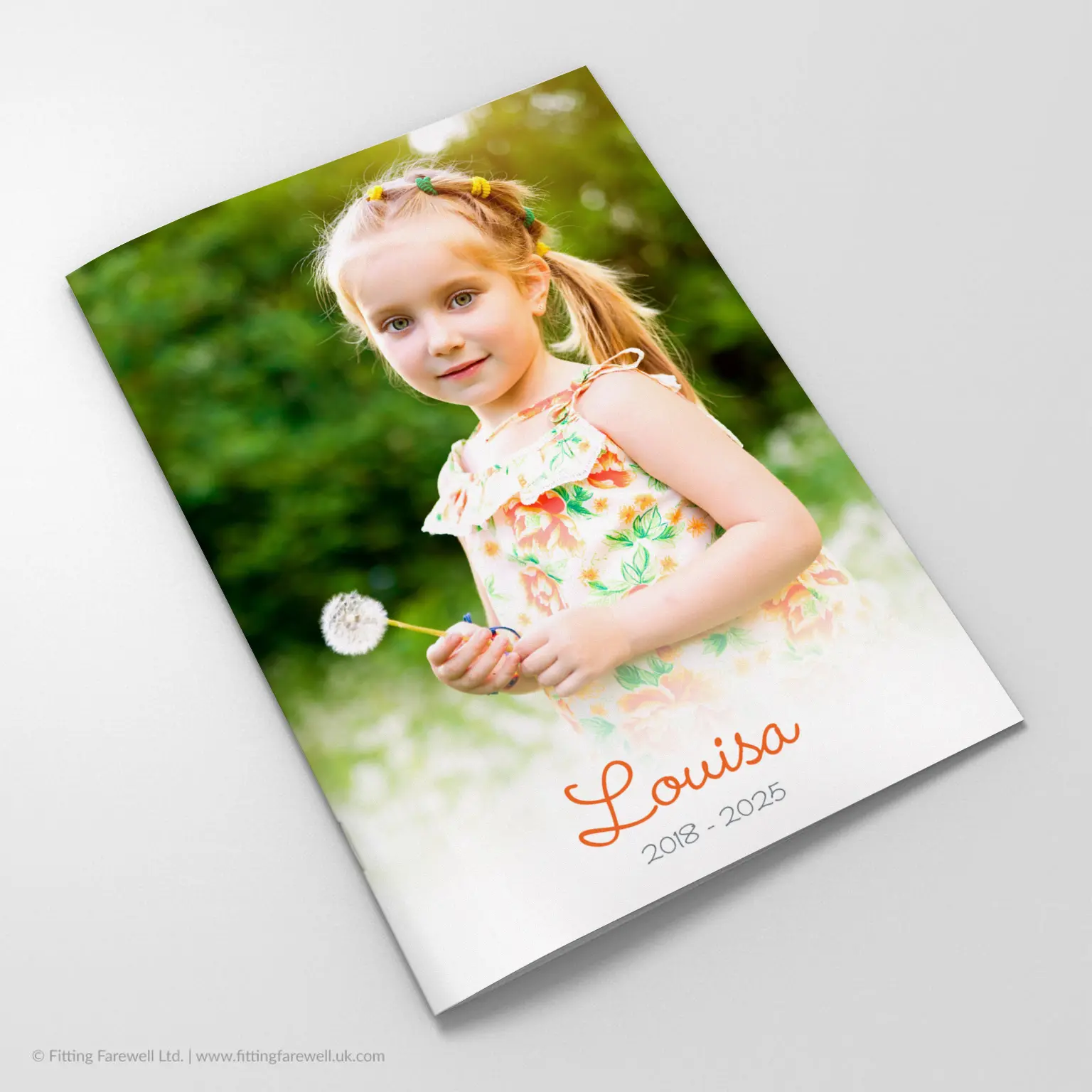 The Photo Style No 7 Funeral Order of Service design is exclusively available from Fitting Farewell.