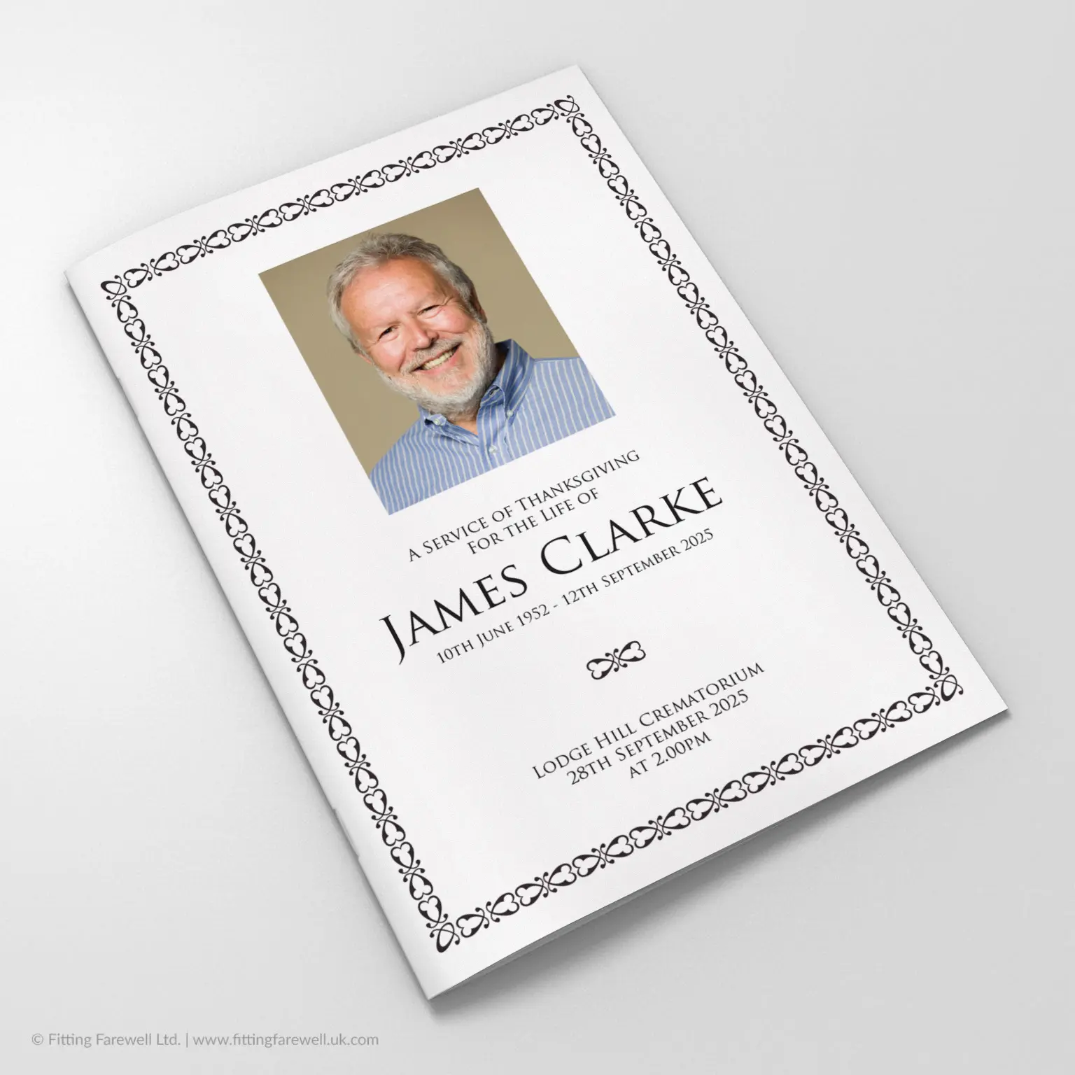 The Links Border Funeral Order of Service design is exclusively available from Fitting Farewell.