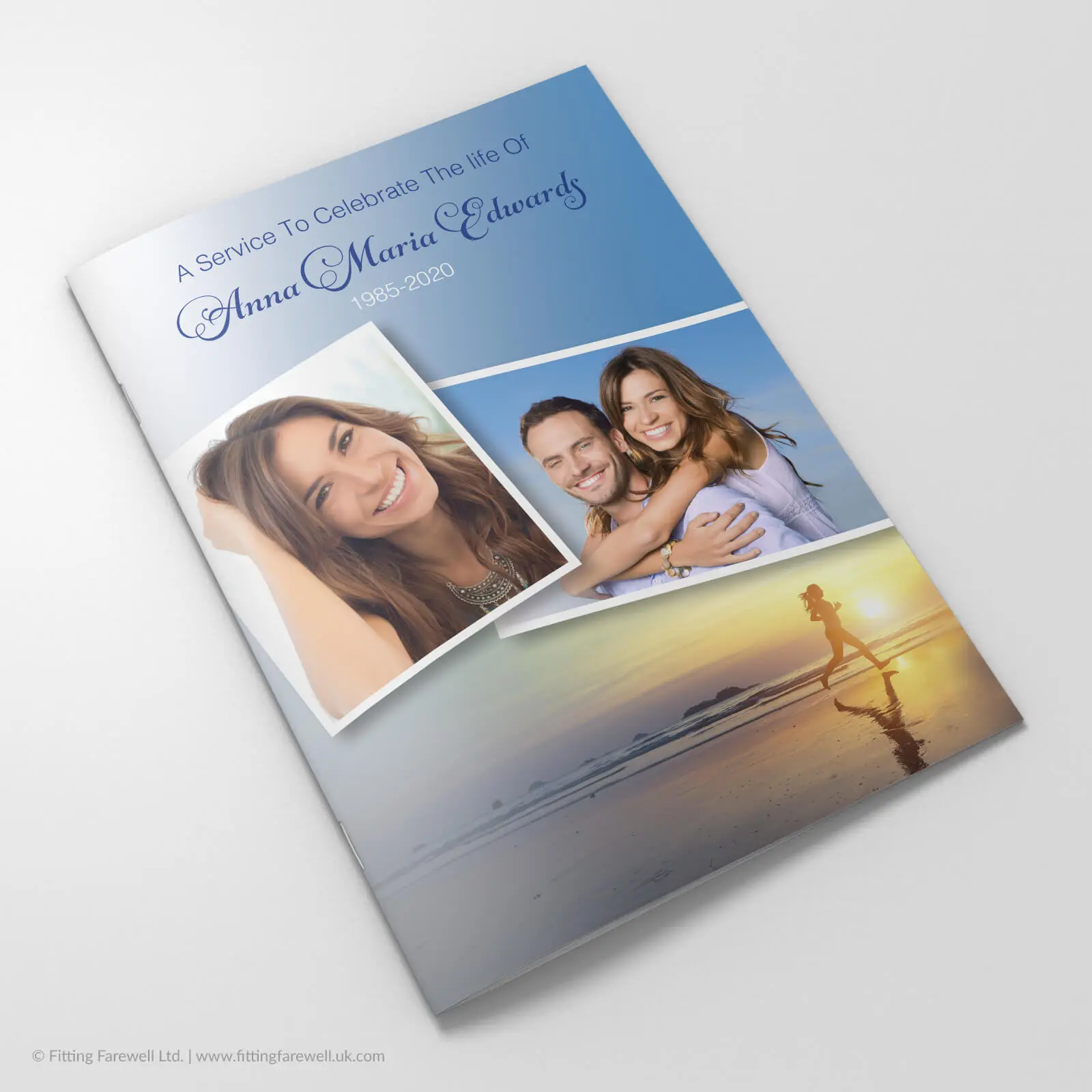The Running Funeral Order of Service design is exclusively available from Fitting Farewell.