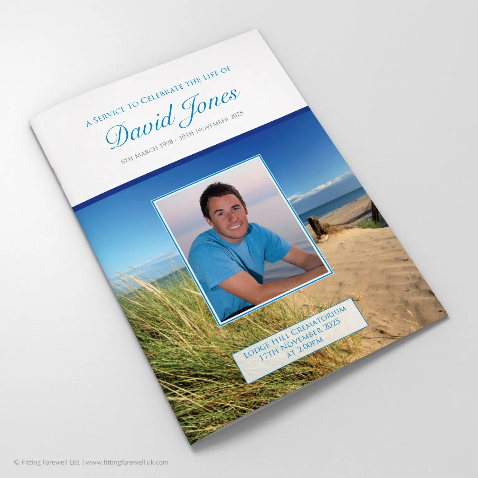 The Summer Days Funeral Order of Service design is exclusively available from Fitting Farewell.