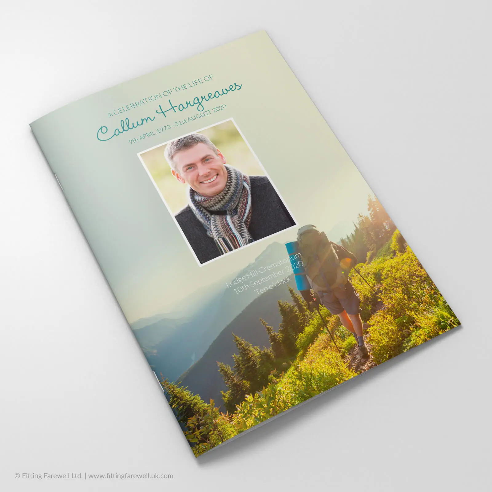 The Vintage Rambler Funeral Order of Service design is exclusively available from Fitting Farewell.