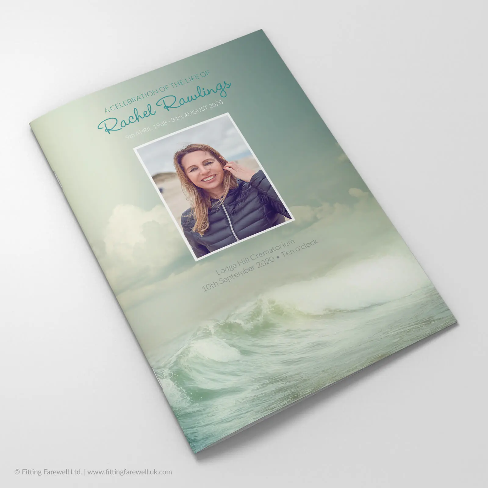 The Vintage Waves Funeral Order of Service design is exclusively available from Fitting Farewell.