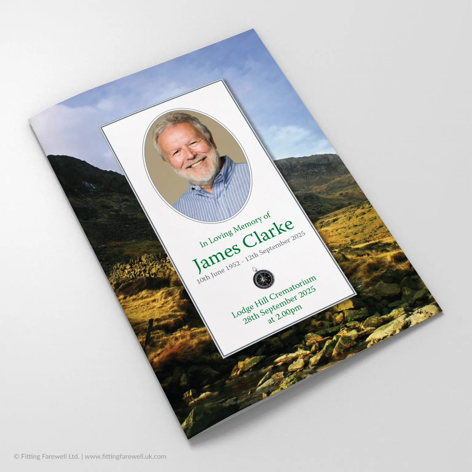 The Walking Funeral Order of Service design is exclusively available from Fitting Farewell.