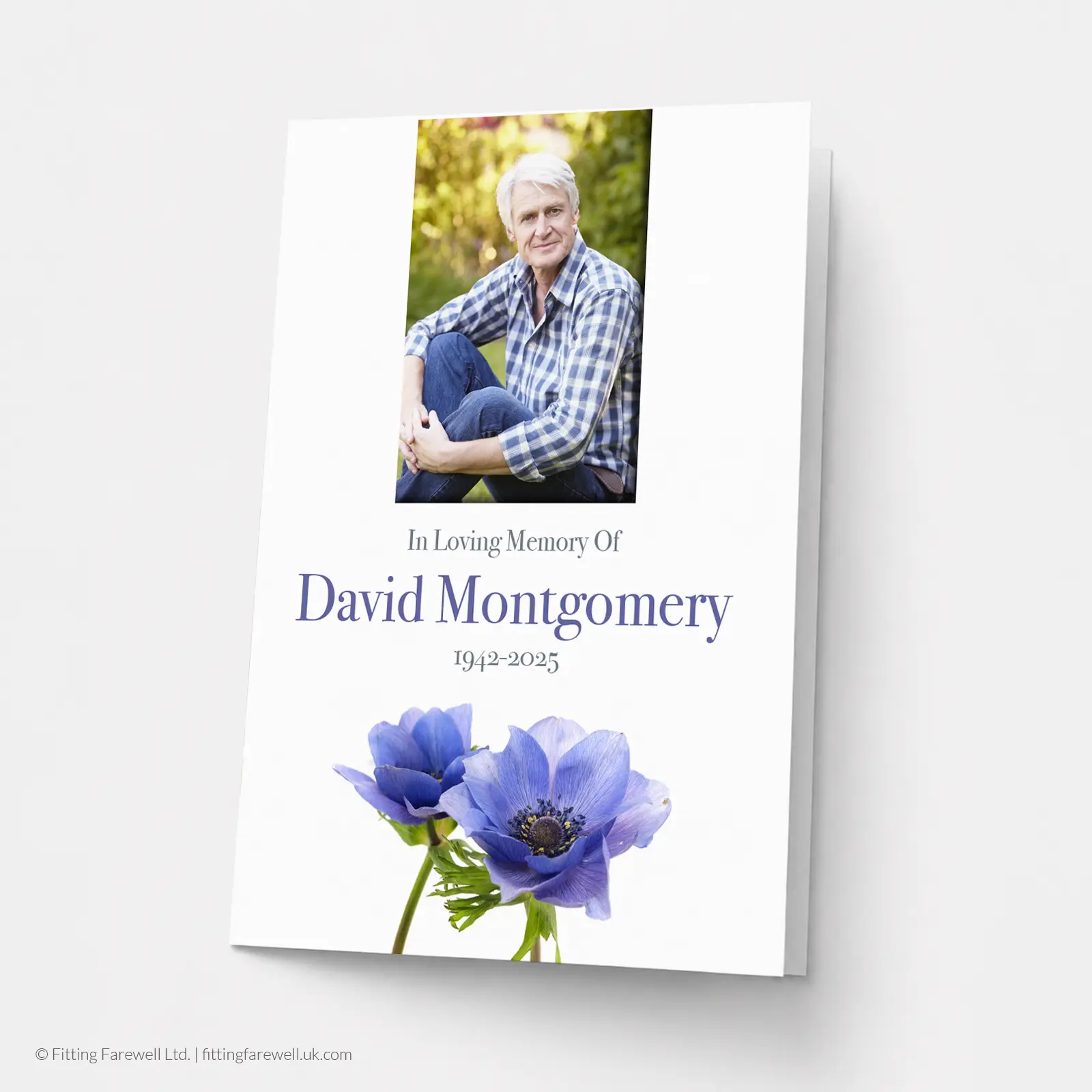 Blue Anenome Memorial Card design