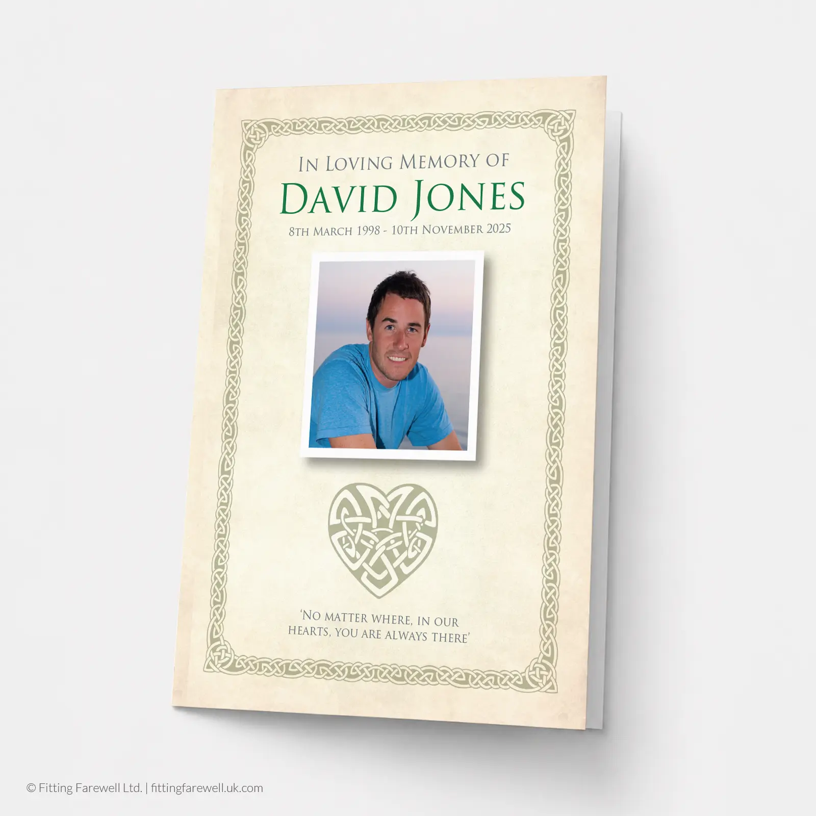 Celtic Heart Memorial Card design