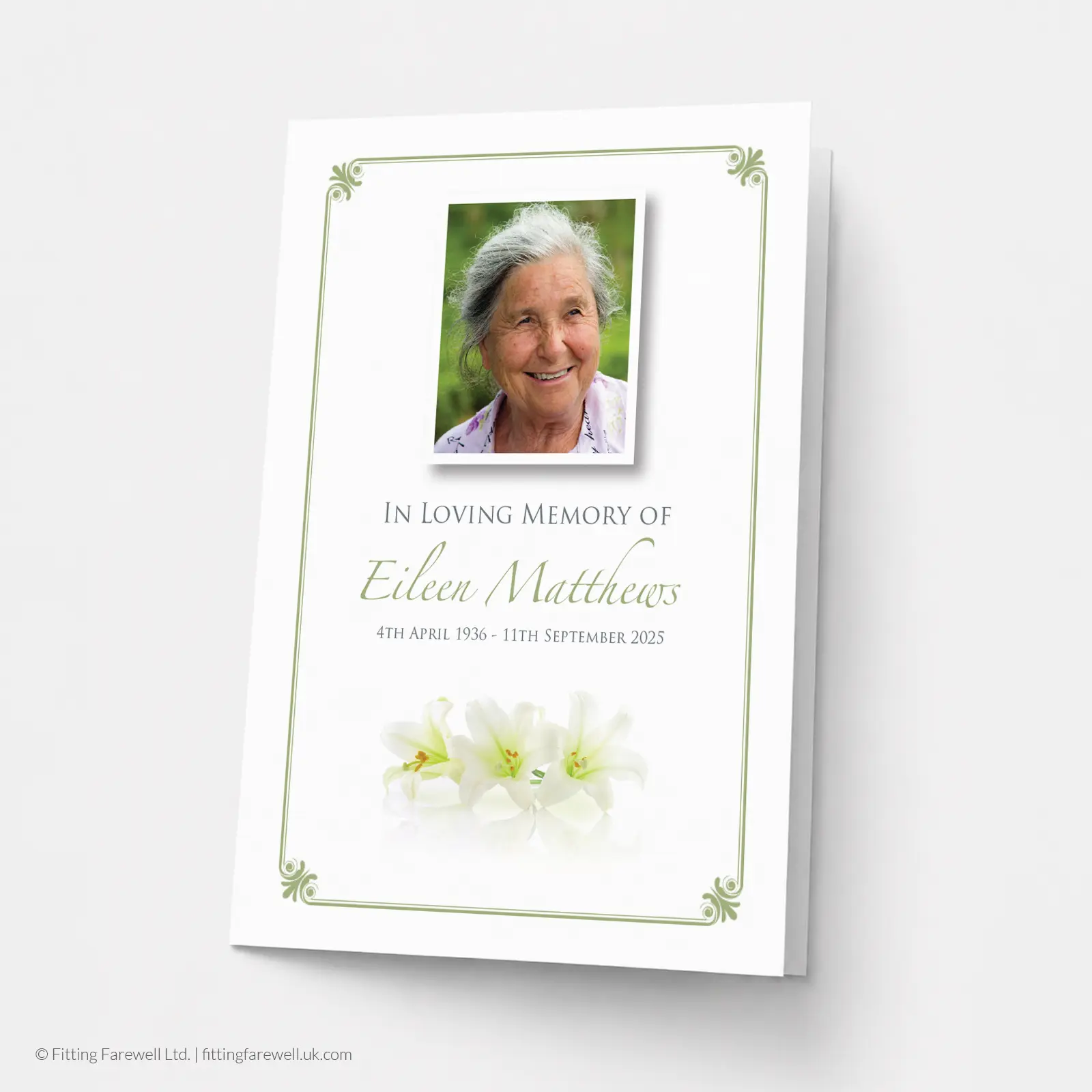 Three Lilies Memorial Card design