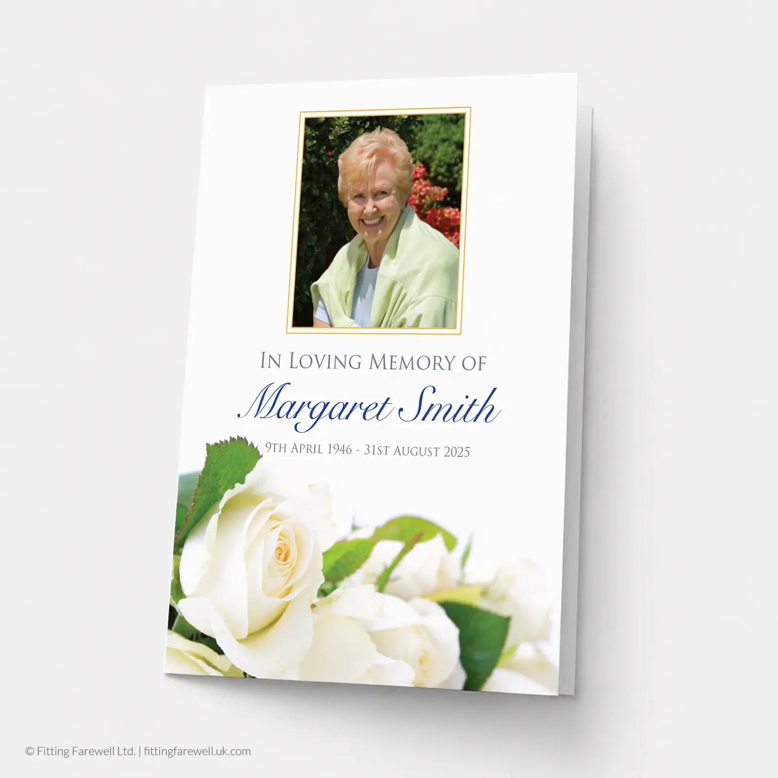 White Roses Memorial Card design